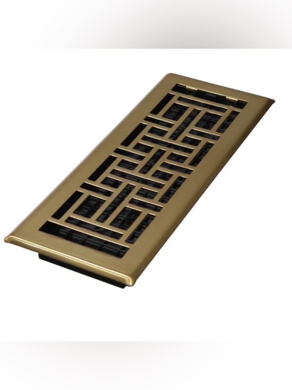 4pcs, 4in. x 10in. Steel Antique Brass Oriental Design Floor Register, new